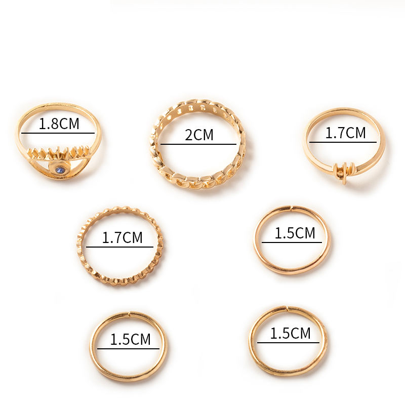 Fashion Gold Alloy Diamond Eye Ring Set 7,Jewelry Sets