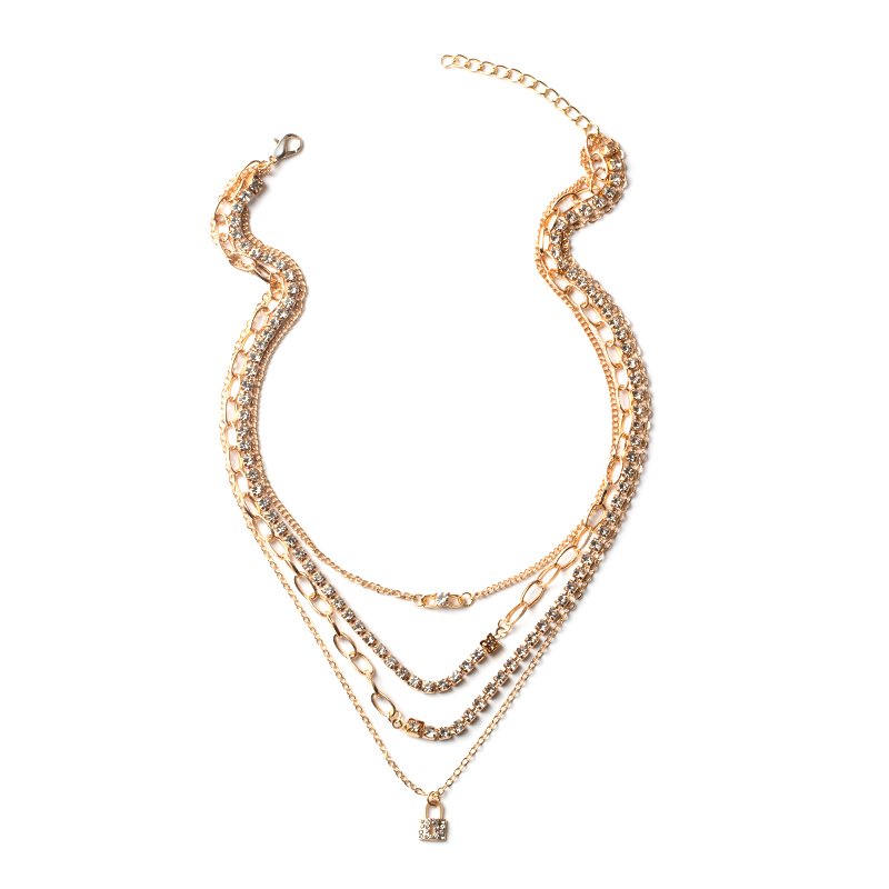 Fashion Gold Alloy Inlaid Rhinestone Claw Chain Multilayer Necklace,Multi Strand Necklaces