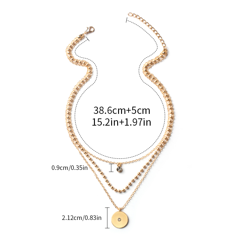 Fashion Silver Gold Bead Chain Disc Multilayer Necklace,Multi Strand Necklaces