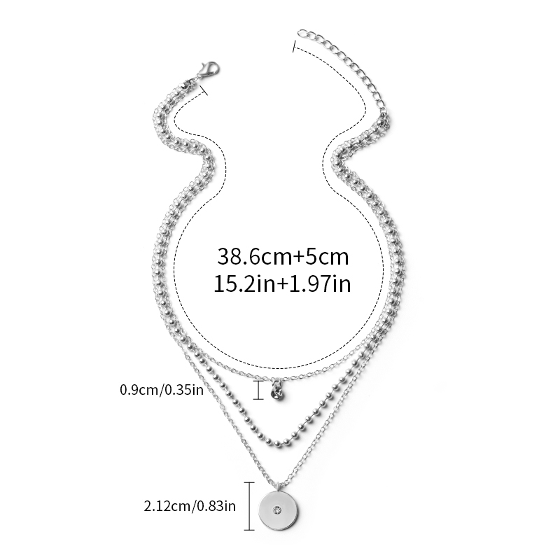 Fashion Silver Gold Bead Chain Disc Multilayer Necklace,Multi Strand Necklaces