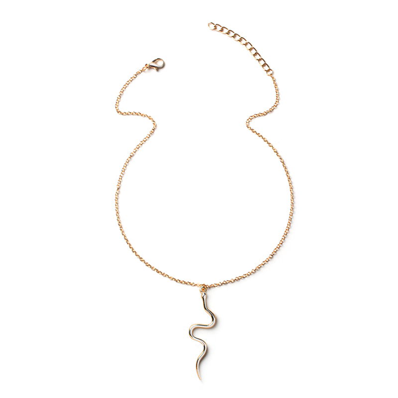 Fashion Gold Alloy Gold-plated Snake-shaped Single-layer Necklace,Pendants