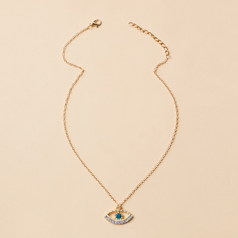 Fashion Lake Blue Alloy Gold-plated Eye Necklace,Pendants