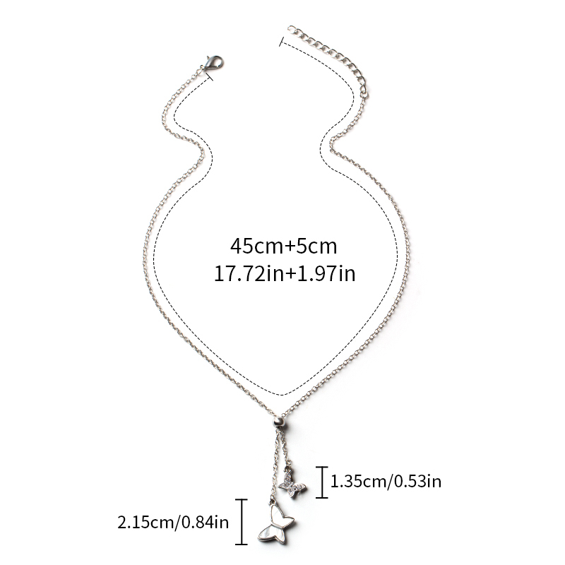 Fashion Silver Alloy Butterfly Tassel Necklace,Multi Strand Necklaces