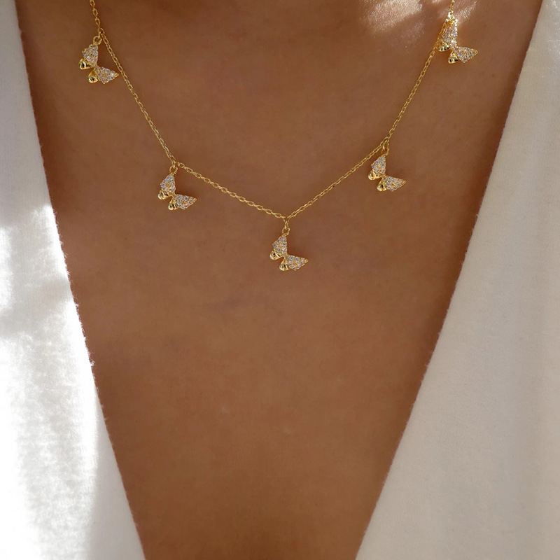 Fashion Gold Gold-plated Butterfly Single-layer Necklace,Pendants