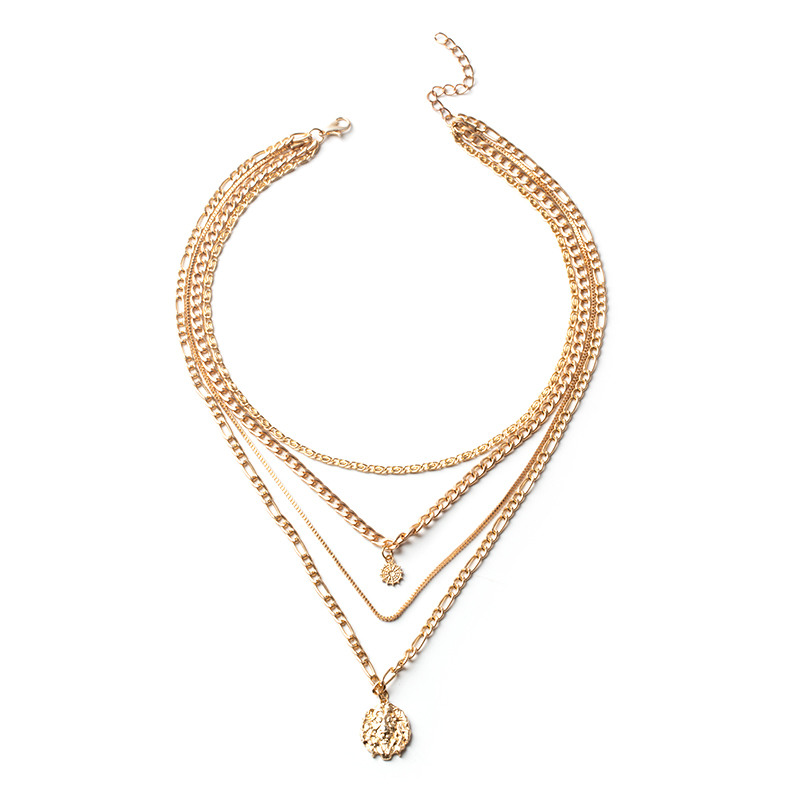Fashion Gold Alloy Chain Embossed Lion Multi-layer Necklace,Multi Strand Necklaces