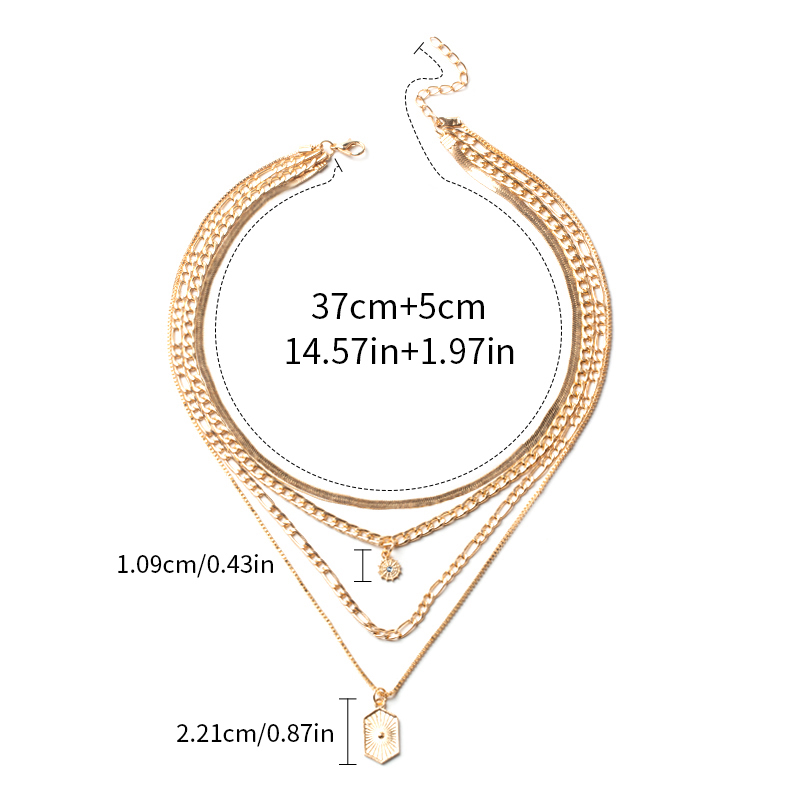 Fashion Gold Alloy Snake Bone Chain Multilayer Necklace,Multi Strand Necklaces