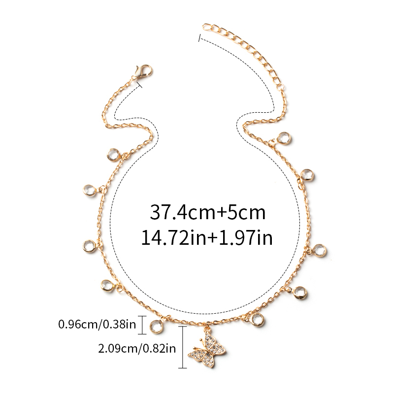 Fashion Gold Crystal Butterfly Single Layer Necklace,Pendants