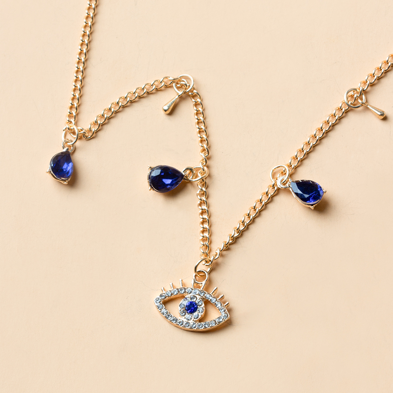 Fashion Gold Crystal Eye Single Layer Necklace,Pendants