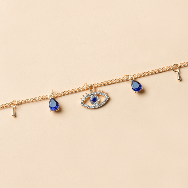 Fashion Gold Crystal Eye Single Layer Necklace,Pendants