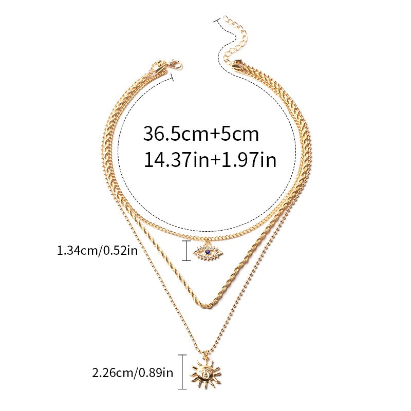 Fashion Silver Alloy Eye Twist Chain Multi-layer Necklace,Multi Strand Necklaces