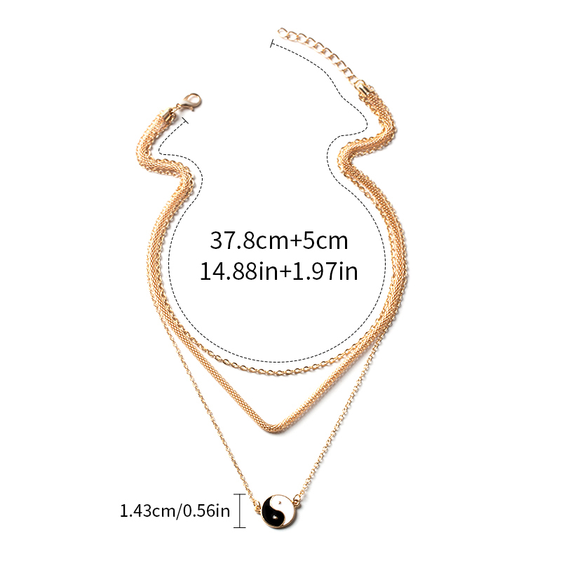 Fashion Gold Alloy Dripping Oil Tai Chi Multilayer Necklace,Multi Strand Necklaces