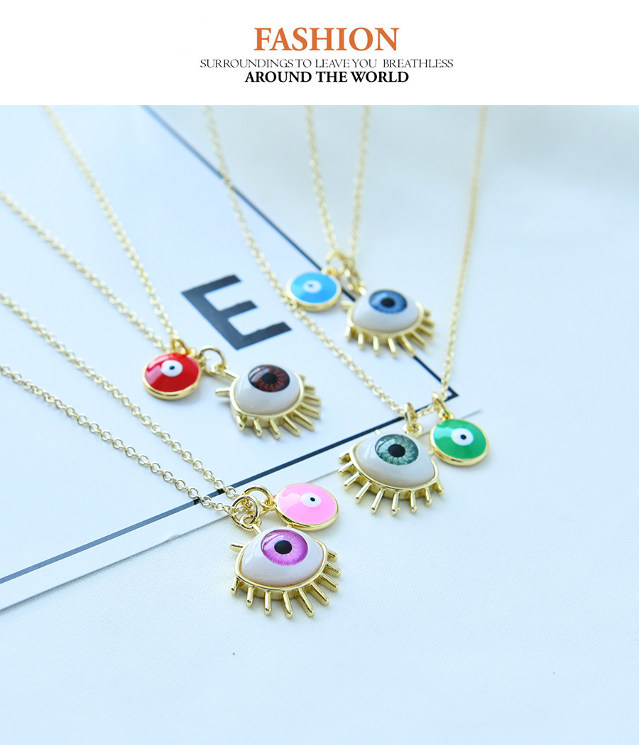 Fashion Green Copper Dripping Eyes Necklace,Necklaces