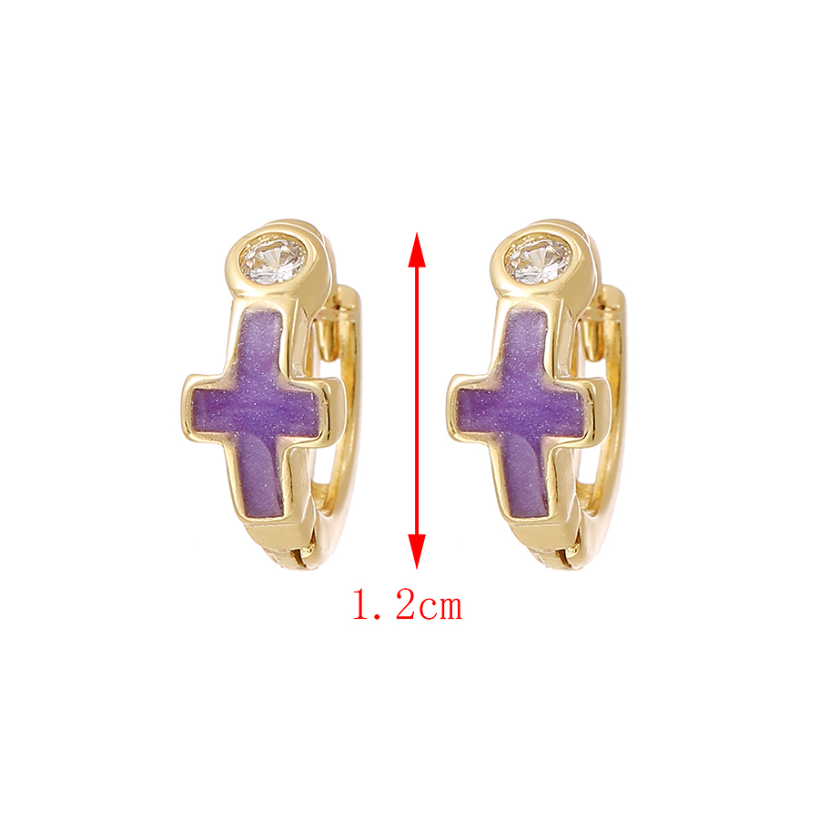 Fashion Purple Copper Inlaid Zircon Cross Earrings,Earrings