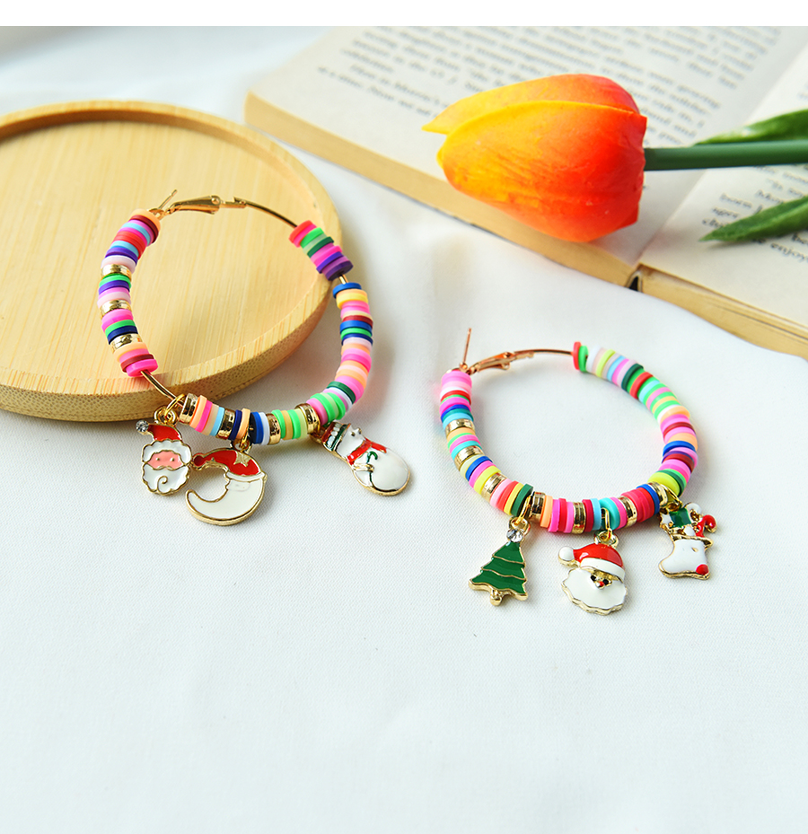 Fashion Color 7 Christmas Alloy Dripping Soft Ceramic Earrings,Hoop Earrings