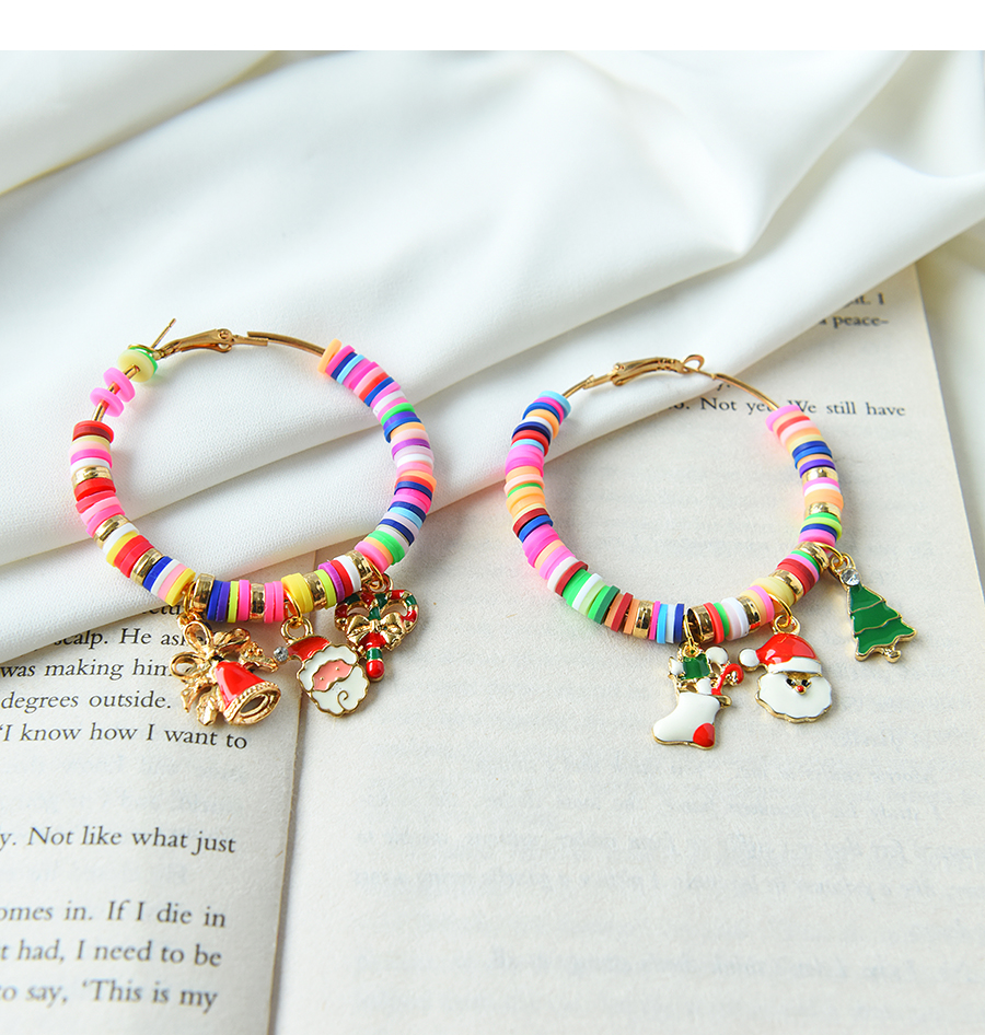 Fashion Color 4 Christmas Alloy Dripping Soft Ceramic Earrings,Hoop Earrings