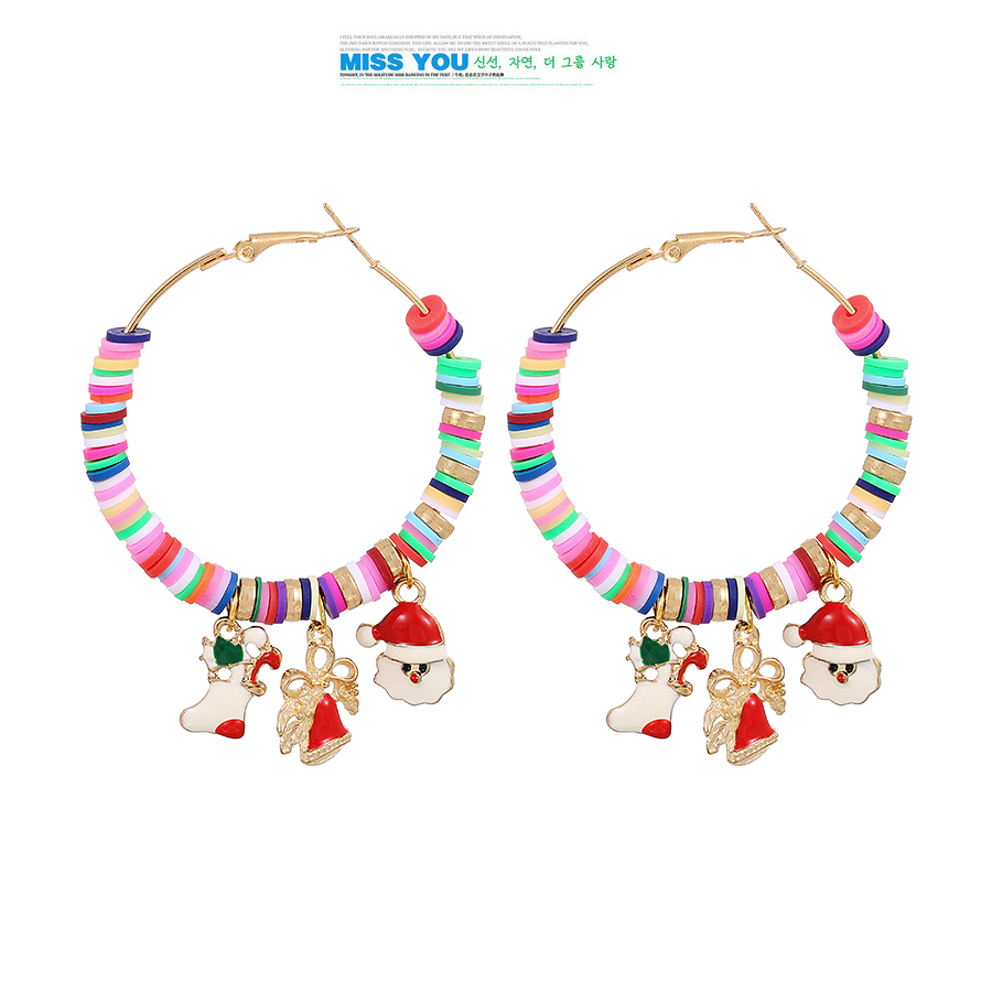 Fashion Color 3 Christmas Alloy Dripping Soft Ceramic Earrings,Hoop Earrings
