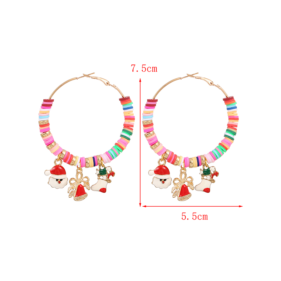 Fashion Color 8 Christmas Alloy Dripping Soft Ceramic Earrings,Hoop Earrings