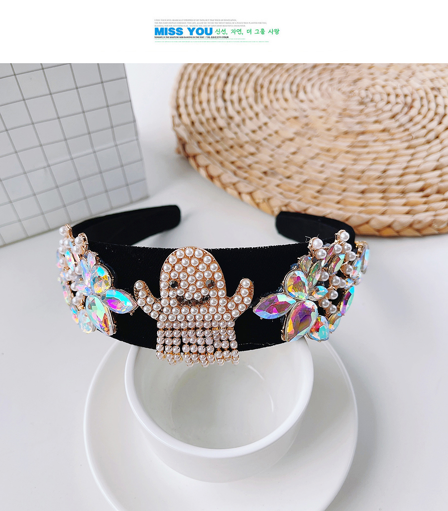 Fashion Ab Color Alloy Diamond Pearl Goblin Headband,Head Band
