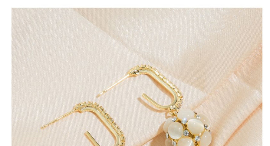 Fashion Gold Alloy Inlaid Zirconium Geometric Earrings,Hoop Earrings
