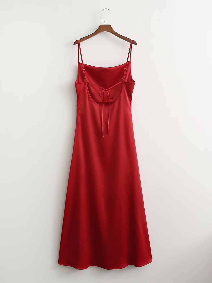 Fashion Red High Slit Sling Dress,Long Dress