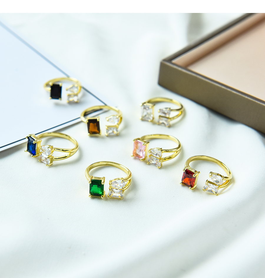 Fashion White Copper Inlaid Zircon Geometric Ring,Rings