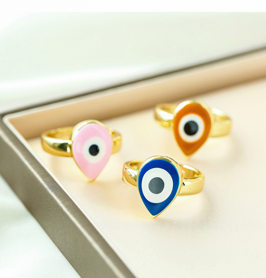Fashion Orange Copper Drop Oil Drop Eye Ring,Rings