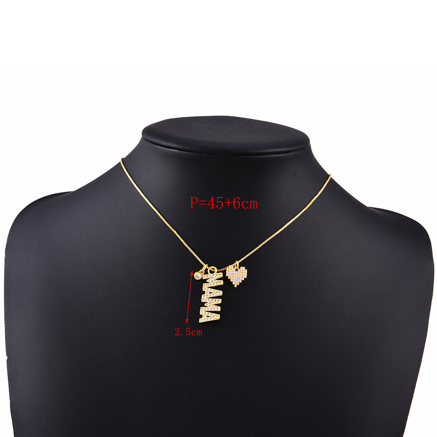 Fashion Gold Copper Inlaid Zirconium Letter Love Necklace,Necklaces