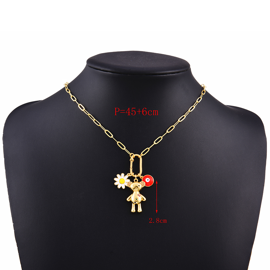 Fashion Gold Copper Inlaid Zirconium Bear Five-pointed Star Necklace,Necklaces