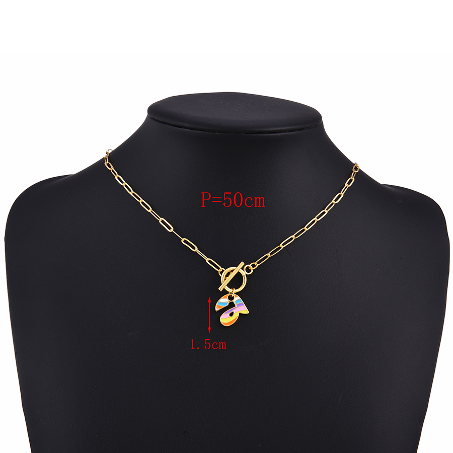 Fashion Z Copper Drop Oil 26 Letters Ot Buckle Necklace,Necklaces