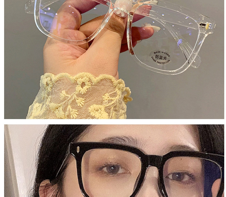 Fashion Transparent Green Square Rice Nail Flat Glasses Frame,Fashion Glasses