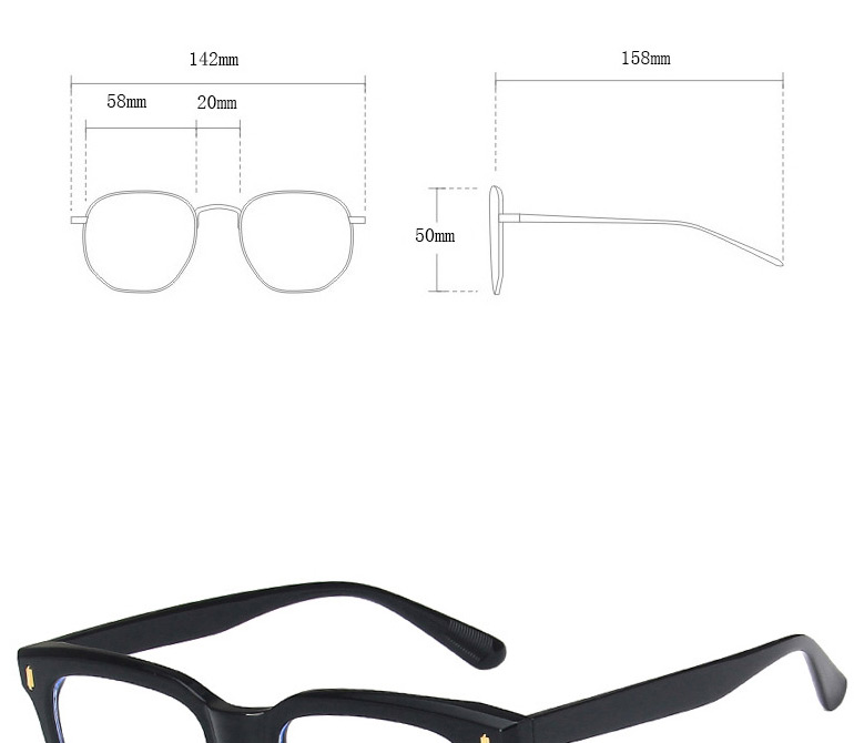 Fashion Asymptotic Tea Square Rice Nail Flat Glasses Frame,Fashion Glasses