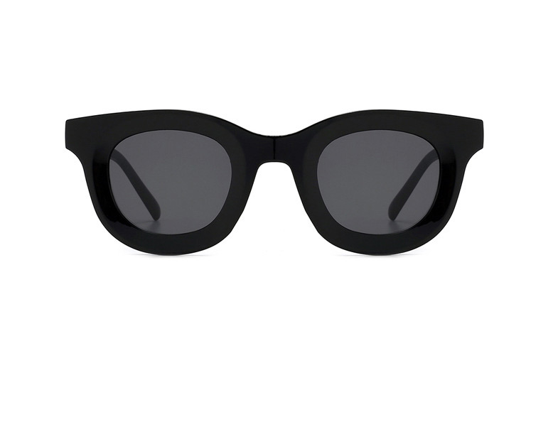 Fashion Bright Black And Blue Film Concave Round Sunglasses,Women Sunglasses