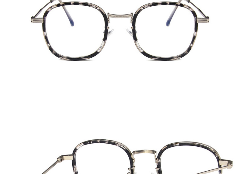 Fashion Silver Frame Black Circle Tortoiseshell Metal Flat Glasses Frame,Fashion Glasses