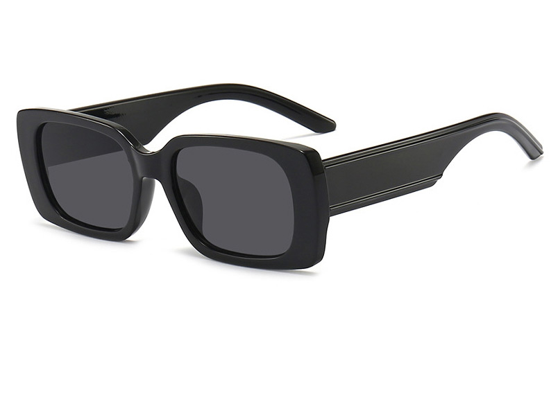 Fashion Bright Black All Gray Square Wide-leg Sunglasses,Women Sunglasses
