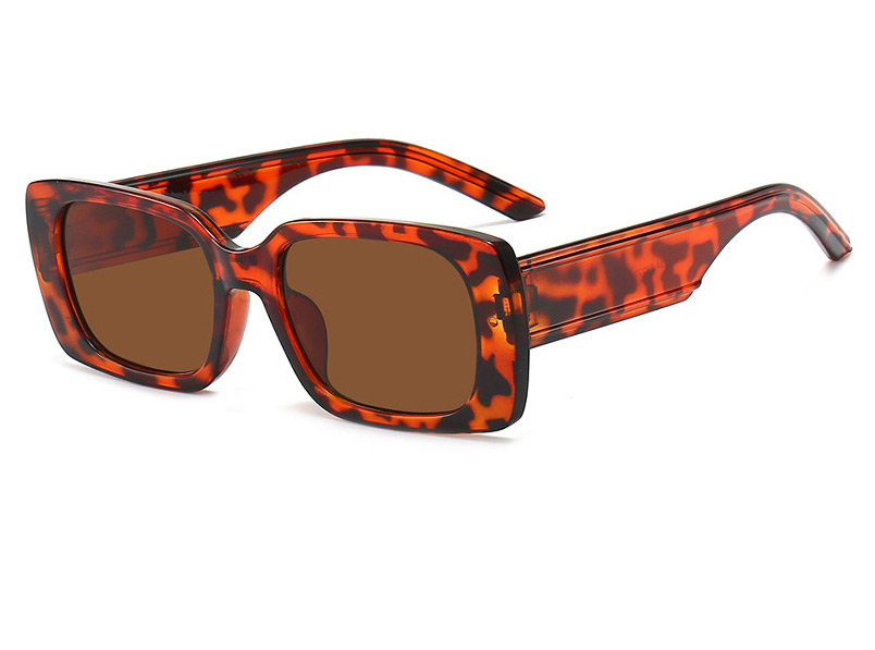 Fashion Leopard Tea Chips Square Wide-leg Sunglasses,Women Sunglasses