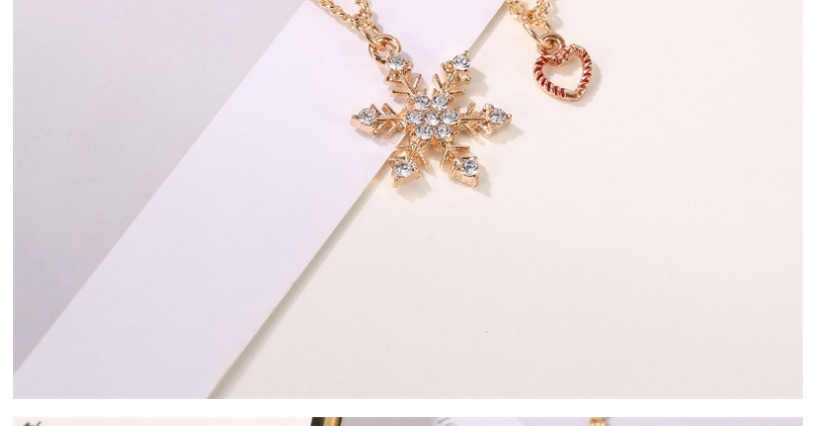 Fashion Heart Christmas Dripping Snowflake Cane Necklace,Pendants