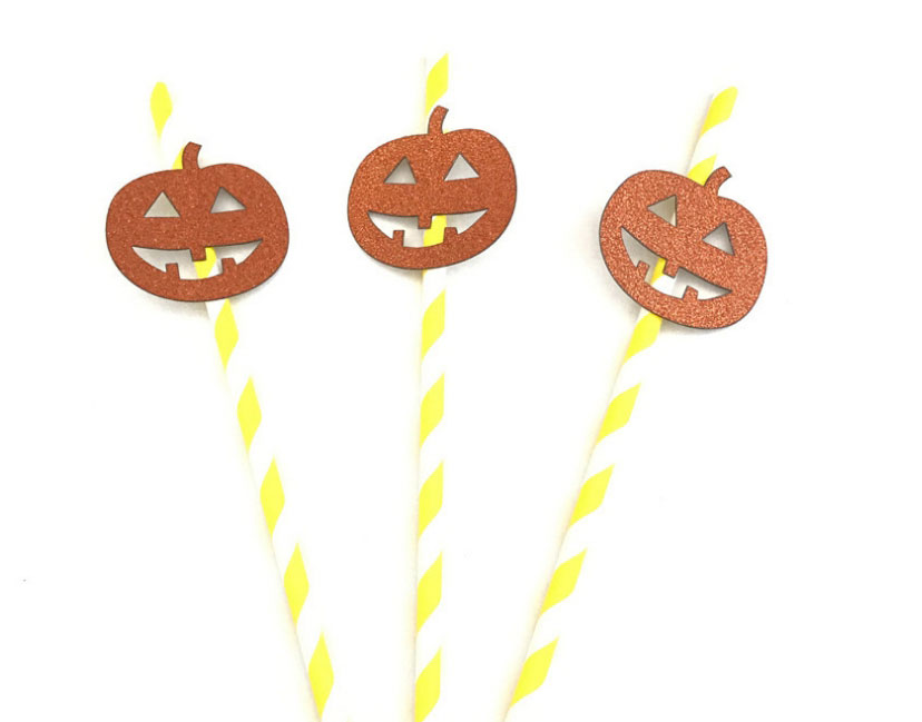 Fashion Pack Of 10 Pumpkin Straws 10 Halloween Straws/pack,Festival & Party Supplies
