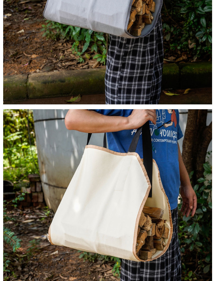 Fashion Beige Large Capacity Portable Firewood Bag,Household goods