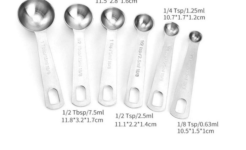 Fashion Silver Stainless Steel 6-piece Measuring Spoon Set,Household goods