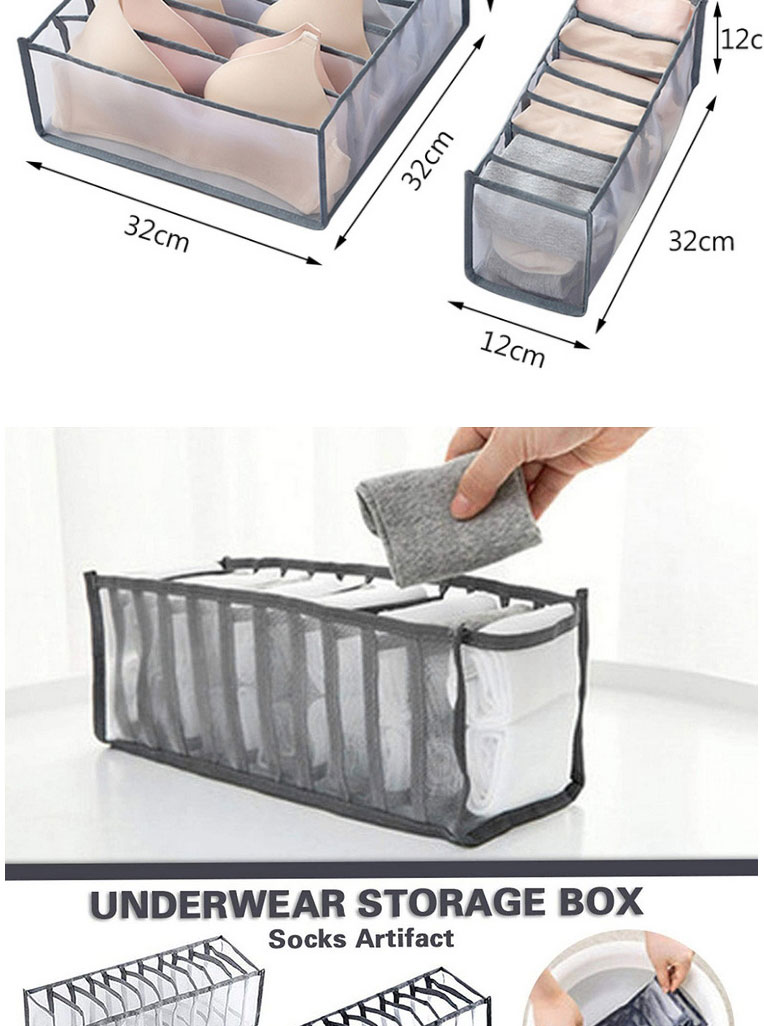 Fashion Gray 6 Grid Multi-compartment Clothing Drawer Storage Box,Household goods