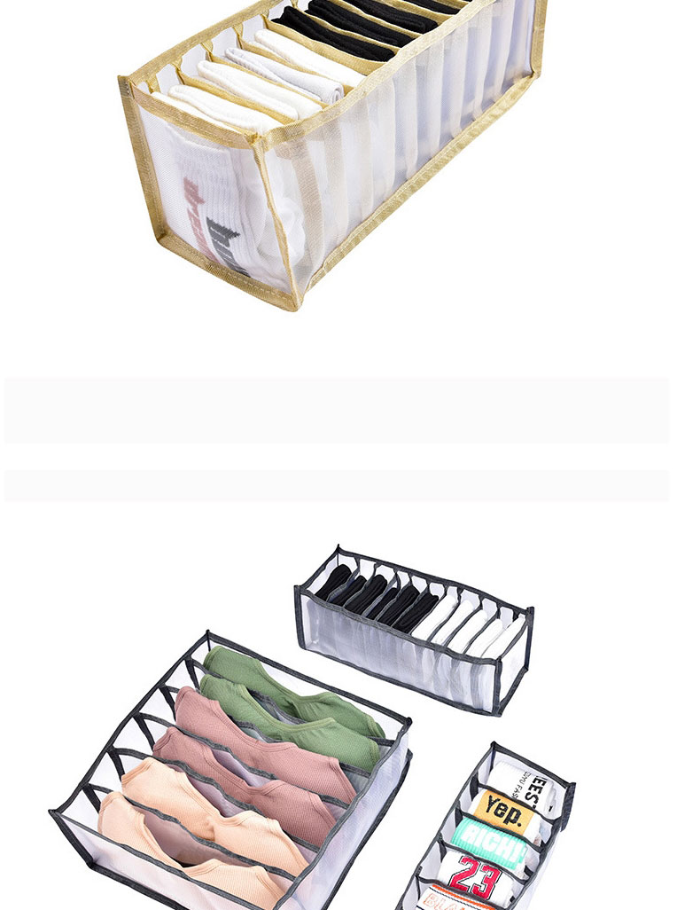 Fashion Beige 7 Grids Multi-compartment Clothing Drawer Storage Box,Household goods