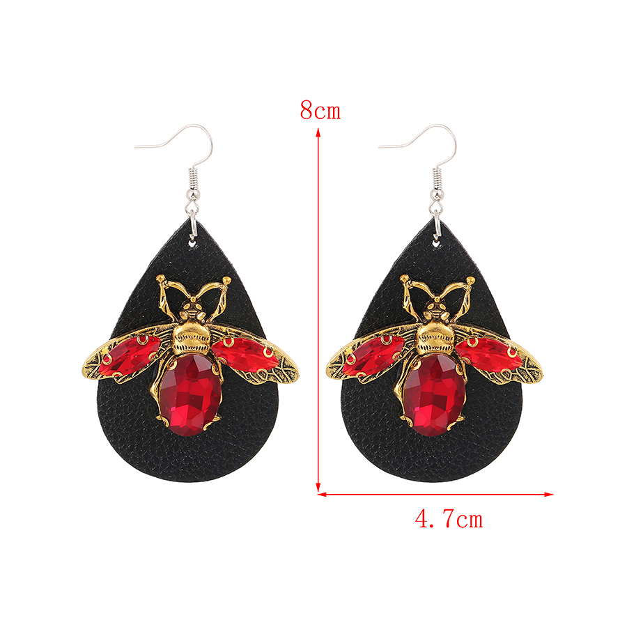 Fashion Red Alloy Diamond Drop Bee Earrings,Drop Earrings