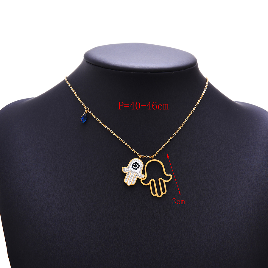 Fashion Gold Titanium Steel Inlaid Zirconium Palm Necklace,Necklaces
