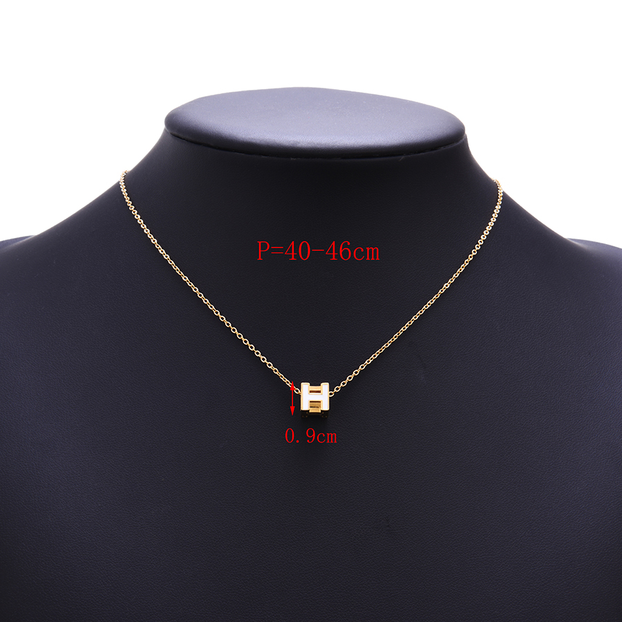 Fashion White Titanium Steel Drop Oil Letter Pendant Necklace,Necklaces