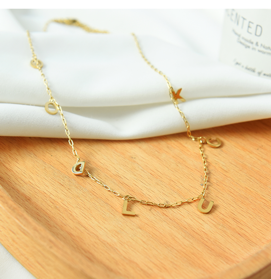 Fashion Gold Titanium Steel Letter Pendant Necklace,Necklaces