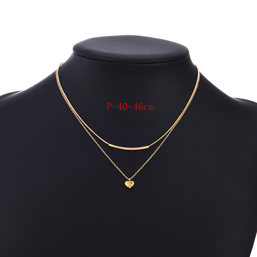 Fashion Gold Titanium Steel Double Heart Pendant Necklace,Necklaces