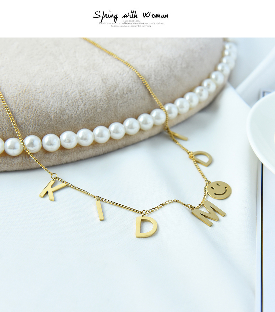 Fashion Gold Titanium Steel Letter Pendant Necklace,Necklaces