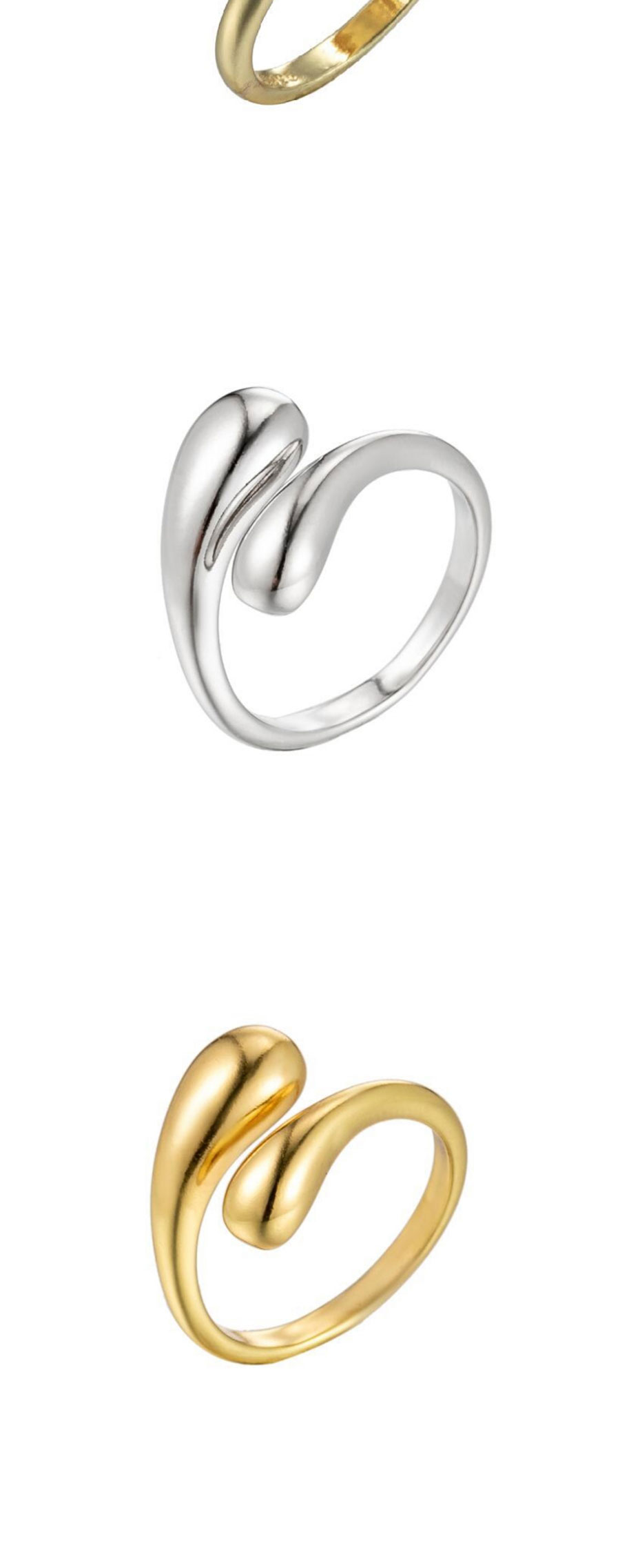 Fashion Silver-5 Stainless Steel Irregular Drop Open Ring,Rings