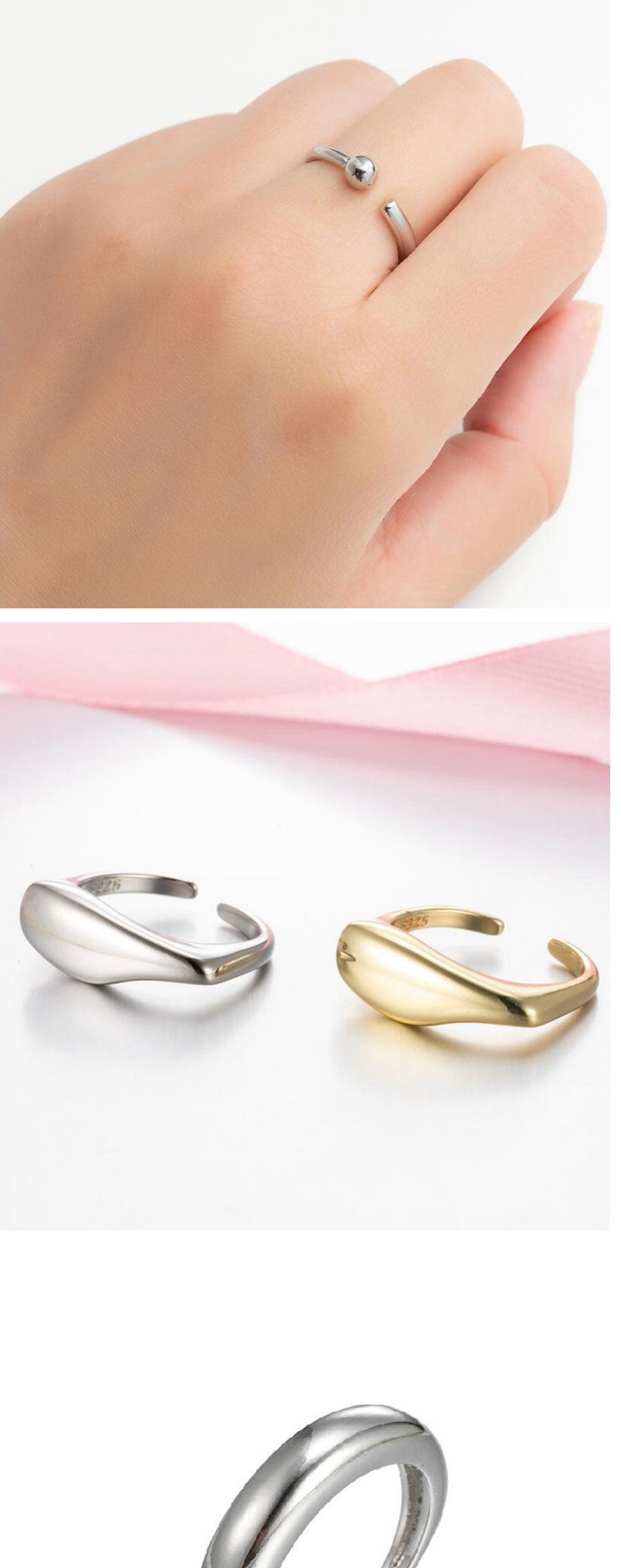 Fashion Gold Stainless Steel Irregular Drop Opening Ring,Rings