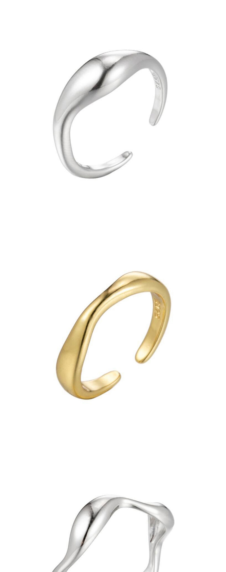 Fashion Golden-3 Stainless Steel Irregular Drop Open Ring,Rings
